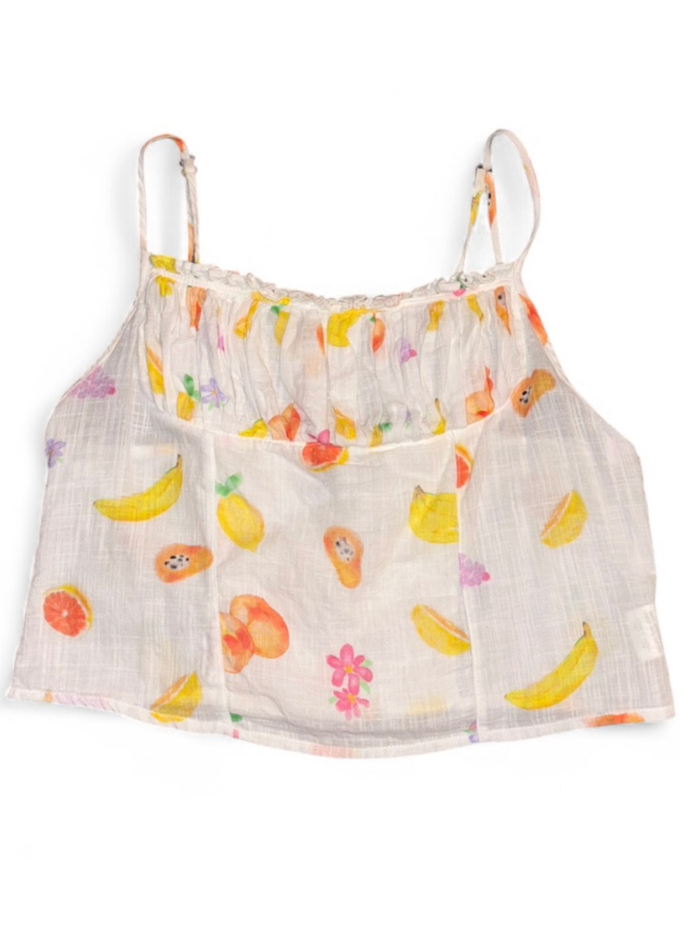 Princess Polly White Fruit-Print Lightweight Tank Top